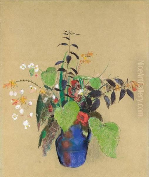 Fleurs Dans Une Cruche Bleue - view 1