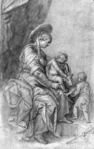 The Virgin and Child with the Infant Baptist playing with a lamb by Paulus Van Vianen