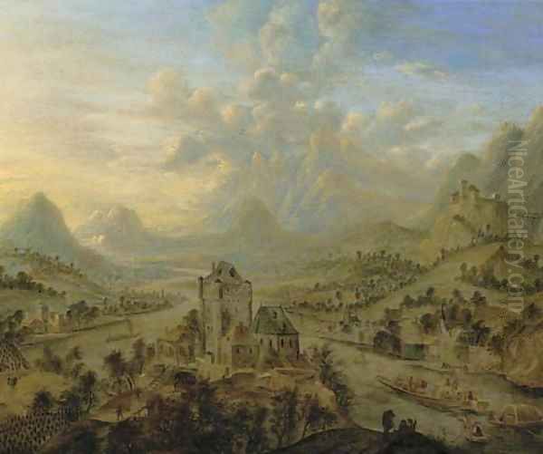 A landscape during the vendage, a castle in the foreground - view 1