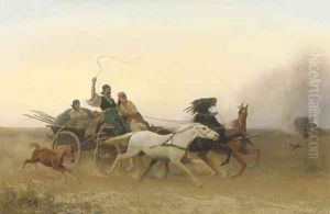 Crossing the pusta in full gallop by Emil Volkers