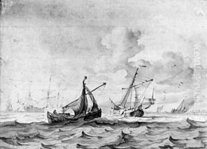 Ships at sea by Wigerus Vitringa