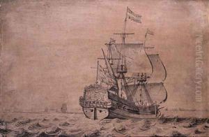 The man-of-war Frisia-Klein Frisia under sail seen from the stern by Wigerus Vitringa