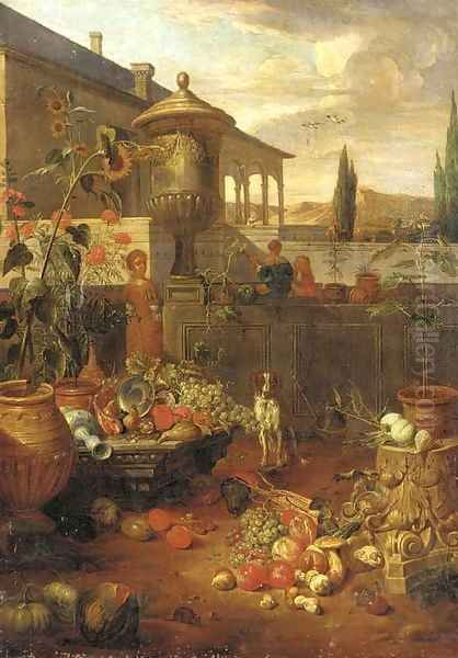 An Italianate villa and garden with figures - view 1