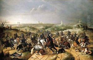 The Battle between Officers Breaute and Gerard Abrahamsz., called Lekkerbeetje, at Vught, 5 February 1600 by Sebastiaen Vrancx