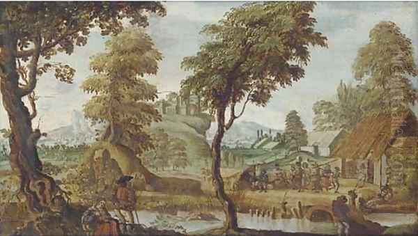An extensive landscape with a village kermesse - view 1