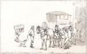 A Brewer's Dray, The Stagecoach, Aposting Inn, Pastorel Scenes by Thomas Rowlandson