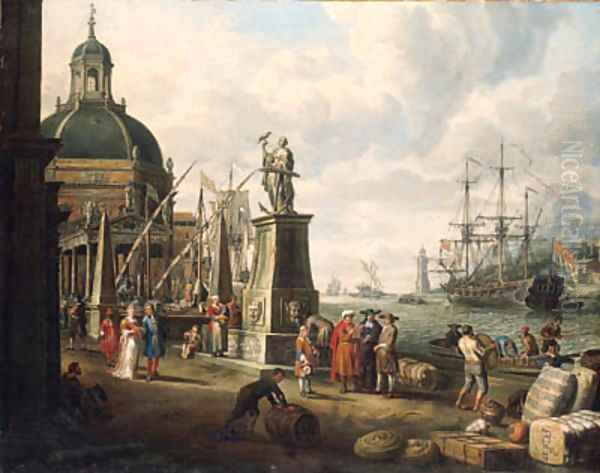A capriccio of a Mediterranean harbour - view 1