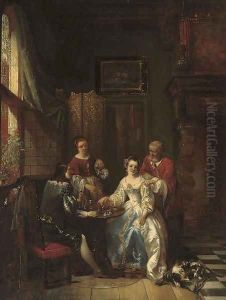 A lesson in chess by Adrien Joseph Verhoeven-Bell
