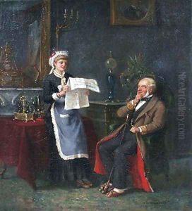 A maid reading the paper