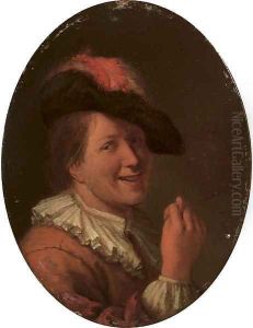 A man in a plumed hat making an obscene gesture A man in a plumed hat making an obscene gesture