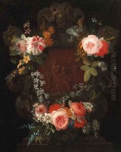A swag of roses by Nicholas Van Verendael
