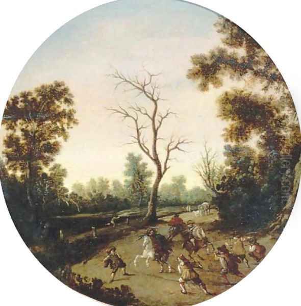 A wooded landscape with an ambush, a horse-drawn cart beyond 2 - view 1