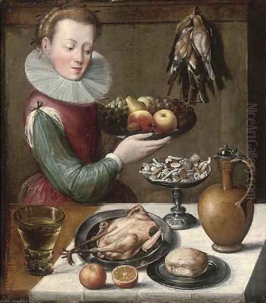 A young woman holding apples - view 1
