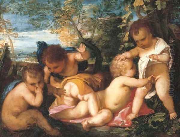 Putti cavorting in a landscape - view 1