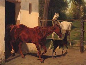Mares with a Foal by Wouter Verschuur