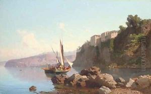 Fishing vessels before Sorrento by Alessandro la Volpe