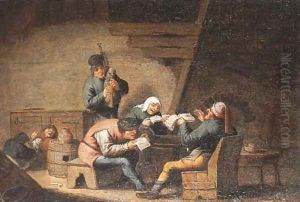 Peasants singing in a cottage