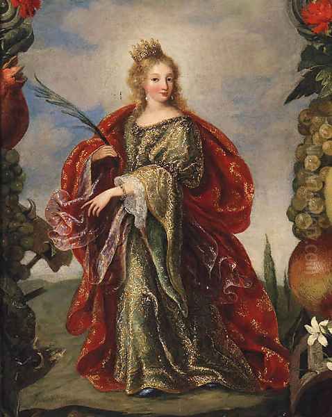 Saint Catherine within a painted Cartouche of Fruit - view 1