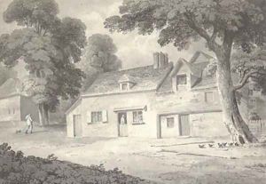 Old farm cottages by Cornelius Varley