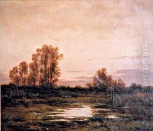 Paysage Fluvial Au Crepuscule
