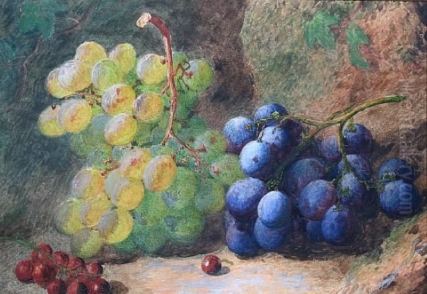 Still Life Of Grapes And Berries On A Mossybank - view 1