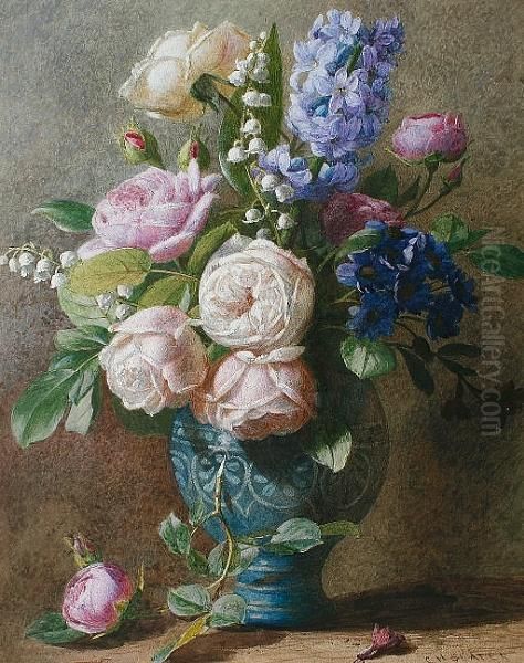 Still Life Of Roses And Hyacinths In A Vase - view 1