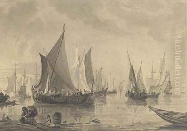 A crowded anchorage off the Low Countries - view 1