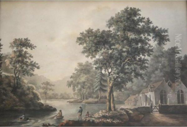River Landscape Scenes With Figures And Animals - view 1