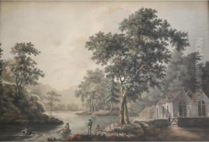 River Landscape Scenes With Figures And Animals River Landscape Scenes With Figures And Animals