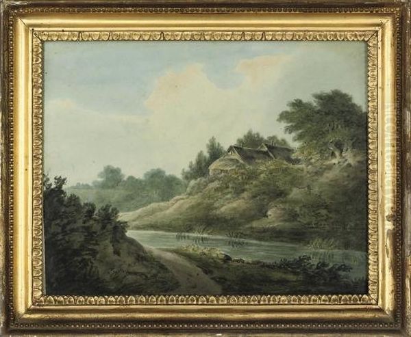 A Hilltop Castle Ruin
; And
A River Landscape With A Cottage - view 1