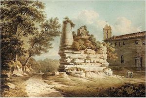 Figures By A Church And Some Ruins, Italy Figures By A Church And Some Ruins, Italy