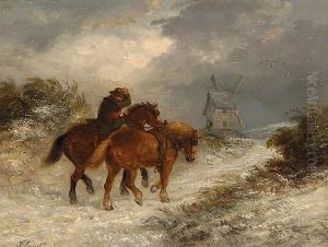 The Plough Team Going Home In The Snow by Thomas Smythe