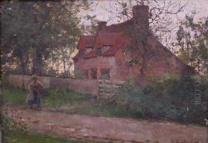 Lady Carryingwood In Front Of A Cottage