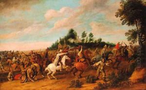 A cavalry battle by Hendrik Vershuring