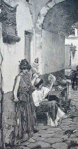 A Byway Ancient Rome 1884, also known as Winding the Distaff by John William Waterhouse