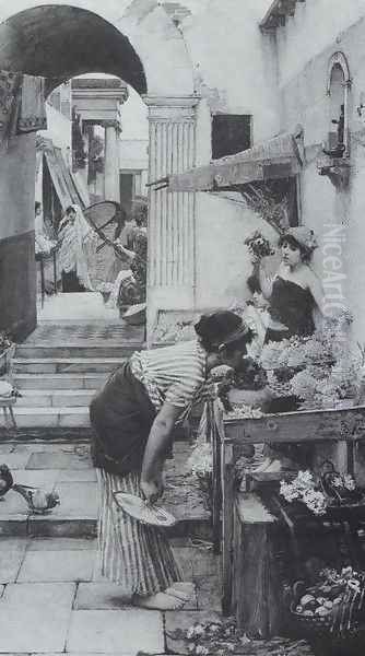 A Flower Market, Old Rome 1886 - view 1