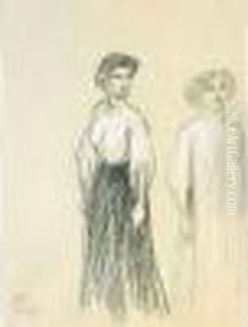 Deux Femmes Legerement De Profil by Theophile Alexandre Steinlen