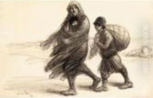 L'exode by Theophile Alexandre Steinlen
