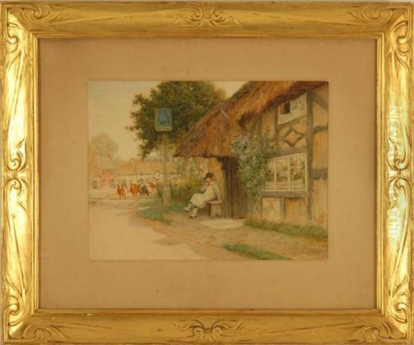 Street Scene With A Tavern, A Seated Man, And Grazing Cows - view 1