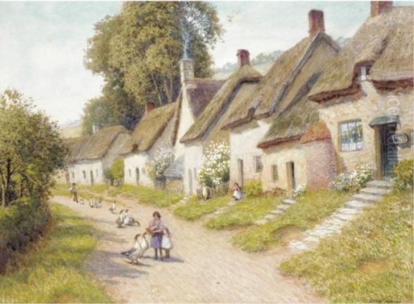 Geese On A Village Road - view 1