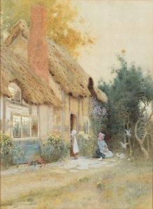 Feeding The Doves by Arthur Claude Strachan