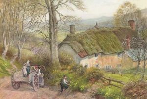 Gathering Primroses by Arthur Claude Strachan