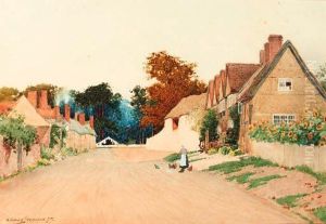Feeding Chickens On A Country Lane
