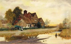 A Figure Before A Cottage At Market Drayton, Shropshire