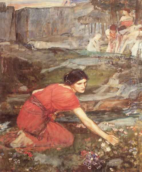 Maidens picking Flowers by a Stream [Study] - view 1