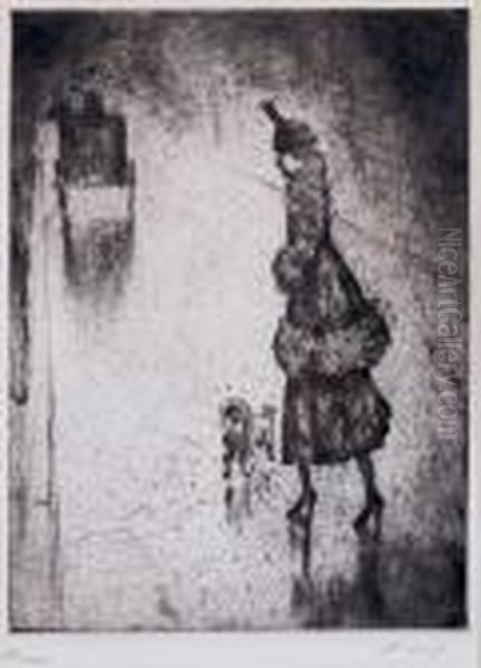 Woman With Poodle - view 1