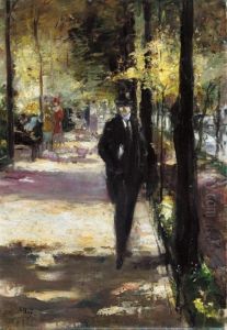 Spazierganger Im Tiergarten by Lesser Ury