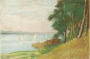 Sailing Boats On A Lake by Lesser Ury