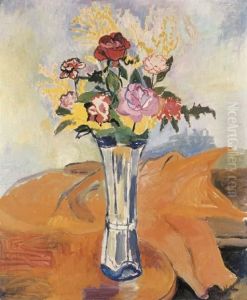 Bouquet De Fleurs Dans Une Vase De Cristal by Suzanne Valadon