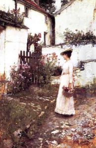 Gathering Summer Flowers in a Devonshire Garden 1893-1910 by John William Waterhouse